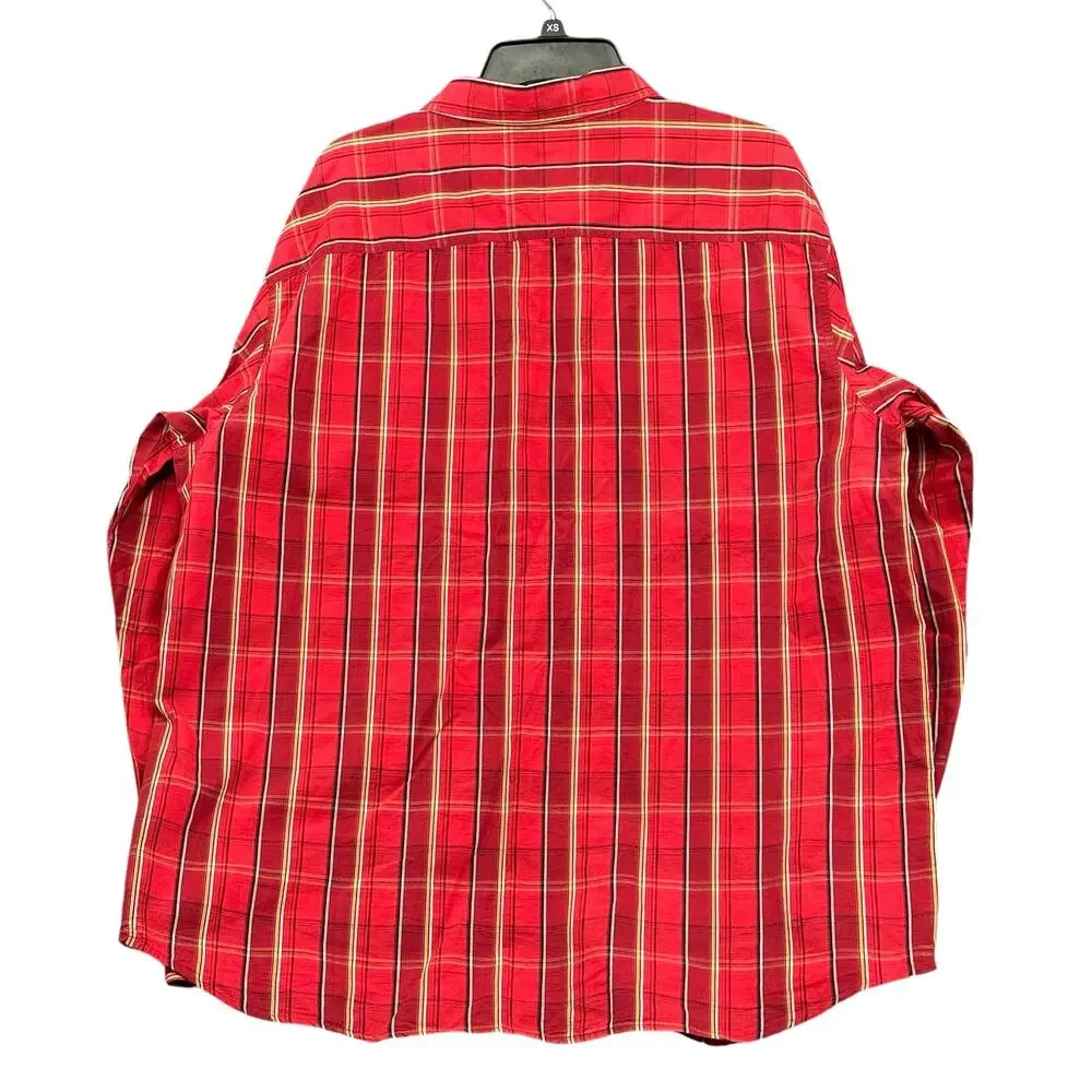Columbia Shirt Men XL Red Plaid Long Sleeves 100% Cotton Button Up Casual Travel